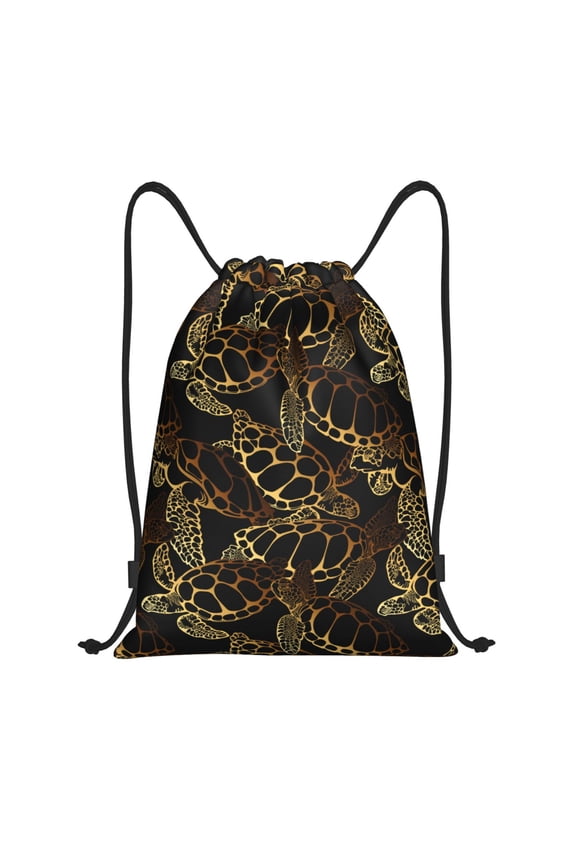 Drawstring Backpack - Sea Turtle With Ocean Splash Proof Small Drawstring Gym Bag for Women Men, Cinch Sports String Bag Backpack for Travel Swimming Beach