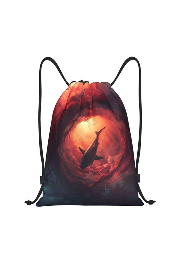 Drawstring Backpack - Shark Underwater Vortex Splash Proof Small Drawstring Gym Bag for Women Men, Cinch Sports String Bag Backpack for Travel Swimming Beach