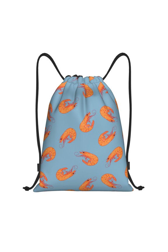 Drawstring Backpack - Shrimp No.9014 Splash Proof Small Drawstring Gym Bag for Women Men, Cinch Sports String Bag Backpack for Travel Swimming Beach