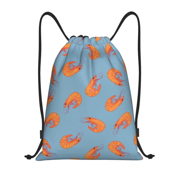 Drawstring Backpack - Shrimp No.9014 Splash Proof Small Drawstring Gym Bag for Women Men, Cinch Sports String Bag Backpack for Travel Swimming Beach