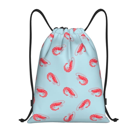 Drawstring Backpack - Shrimp No.9017 Splash Proof Small Drawstring Gym Bag for Women Men, Cinch Sports String Bag Backpack for Travel Swimming Beach