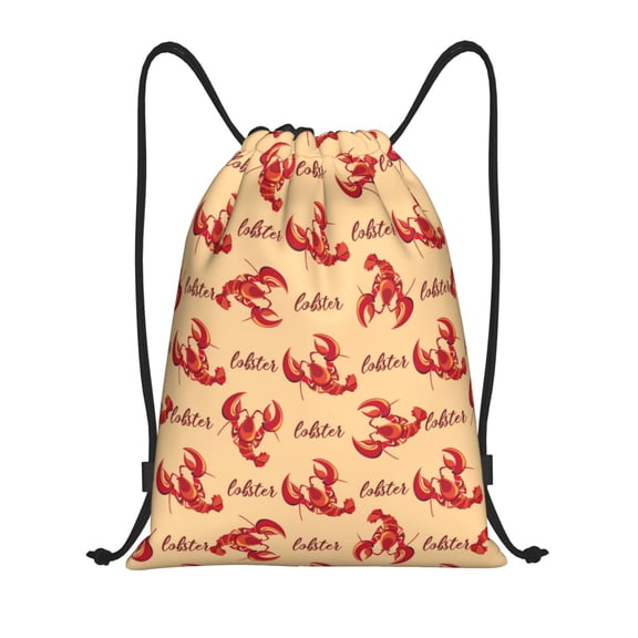 Drawstring Backpack - Shrimp No.9024 Splash Proof Small Drawstring Gym Bag for Women Men, Cinch Sports String Bag Backpack for Travel Swimming Beach