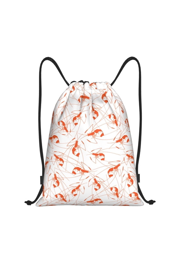 Drawstring Backpack - Shrimp No.9031 Splash Proof Small Drawstring Gym Bag for Women Men, Cinch Sports String Bag Backpack for Travel Swimming Beach