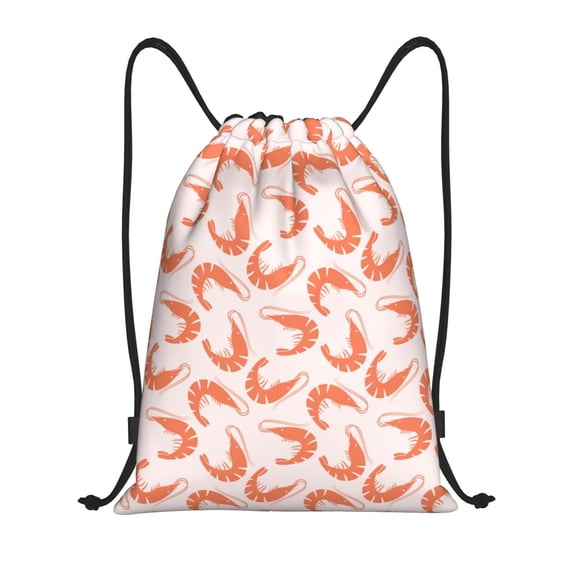 Drawstring Backpack - Shrimp No.9036 Splash Proof Small Drawstring Gym Bag for Women Men, Cinch Sports String Bag Backpack for Travel Swimming Beach