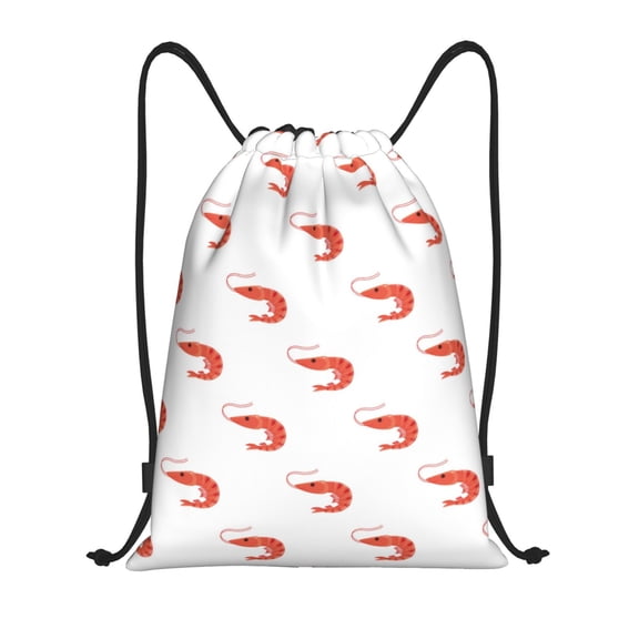 Drawstring Backpack - Shrimp No.9037 Splash Proof Small Drawstring Gym Bag for Women Men, Cinch Sports String Bag Backpack for Travel Swimming Beach