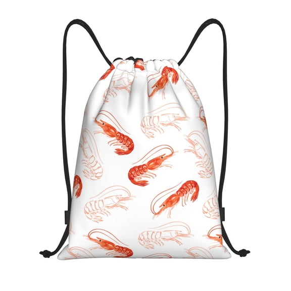 Drawstring Backpack - Shrimp No.9039 Splash Proof Small Drawstring Gym Bag for Women Men, Cinch Sports String Bag Backpack for Travel Swimming Beach