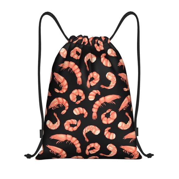 Drawstring Backpack - Shrimp No.9042 Splash Proof Small Drawstring Gym Bag for Women Men, Cinch Sports String Bag Backpack for Travel Swimming Beach