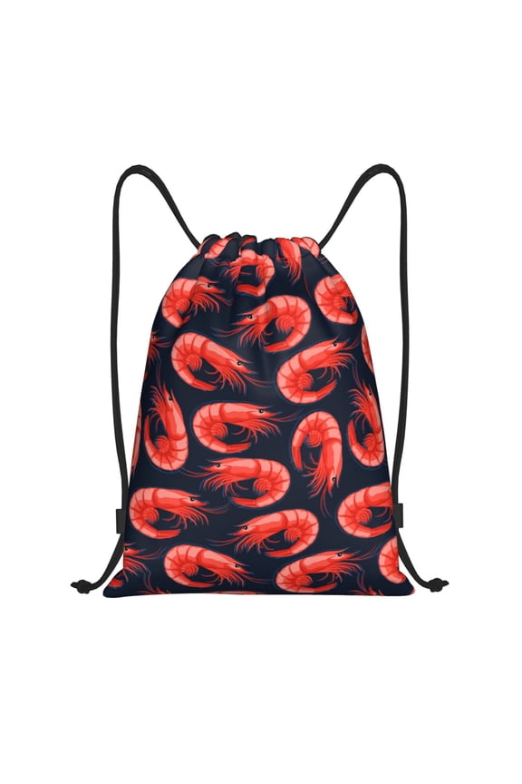 Drawstring Backpack - Shrimp No.9052 Splash Proof Small Drawstring Gym Bag for Women Men, Cinch Sports String Bag Backpack for Travel Swimming Beach