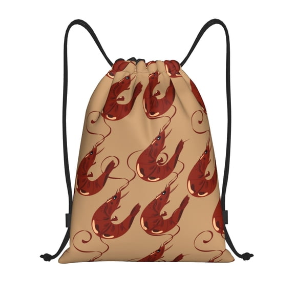 Drawstring Backpack - Shrimp No.9054 Splash Proof Small Drawstring Gym Bag for Women Men, Cinch Sports String Bag Backpack for Travel Swimming Beach