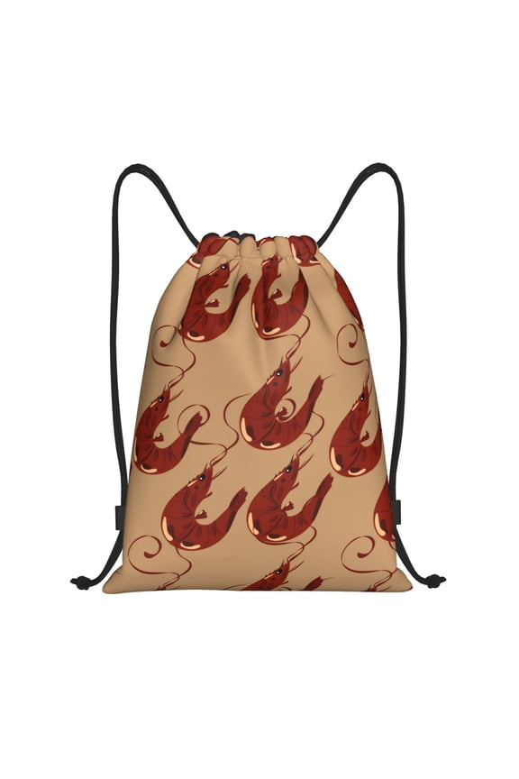 Drawstring Backpack - Shrimp No.9054 Splash Proof Small Drawstring Gym Bag for Women Men, Cinch Sports String Bag Backpack for Travel Swimming Beach