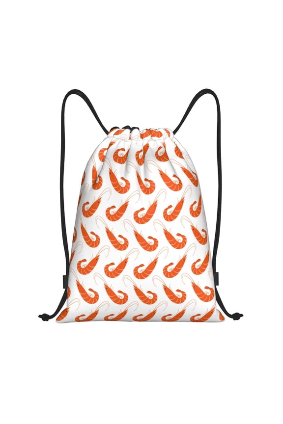 Drawstring Backpack - Shrimp No.9061 Splash Proof Small Drawstring Gym Bag for Women Men, Cinch Sports String Bag Backpack for Travel Swimming Beach