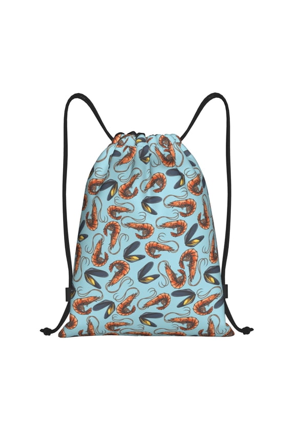Drawstring Backpack - Shrimp No.9067 Splash Proof Small Drawstring Gym Bag for Women Men, Cinch Sports String Bag Backpack for Travel Swimming Beach
