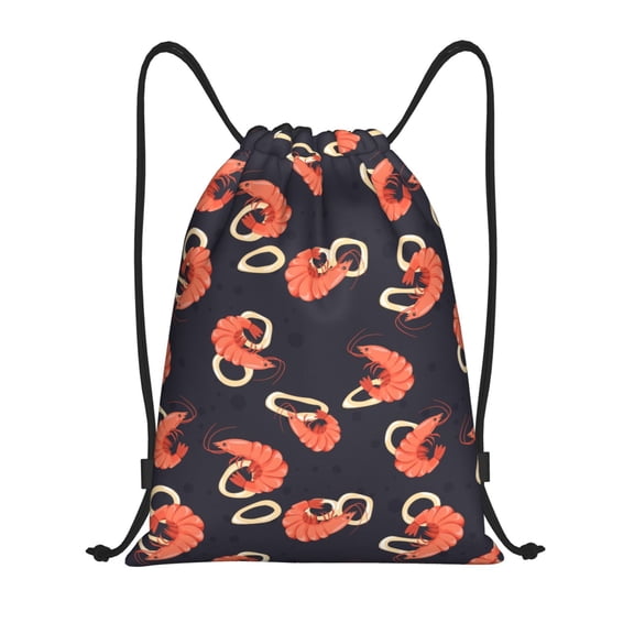 Drawstring Backpack - Shrimp No.9076 Splash Proof Small Drawstring Gym Bag for Women Men, Cinch Sports String Bag Backpack for Travel Swimming Beach