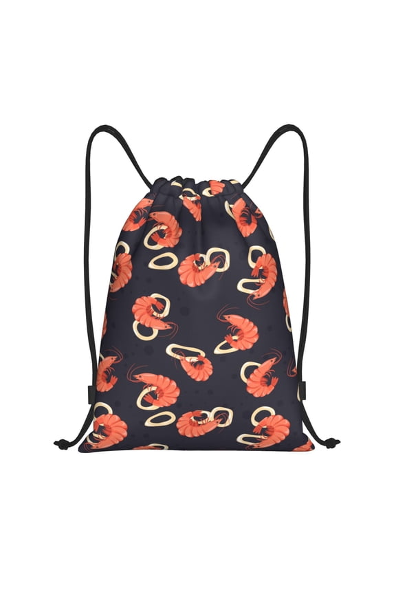 Drawstring Backpack - Shrimp No.9076 Splash Proof Small Drawstring Gym Bag for Women Men, Cinch Sports String Bag Backpack for Travel Swimming Beach