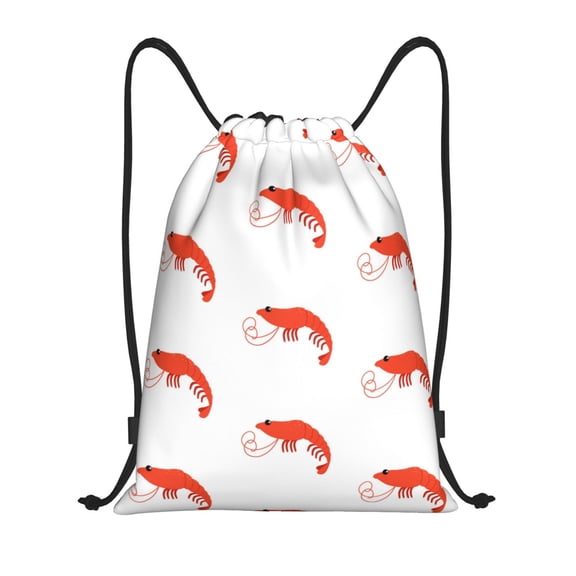 Drawstring Backpack - Shrimp No.9078 Splash Proof Small Drawstring Gym Bag for Women Men, Cinch Sports String Bag Backpack for Travel Swimming Beach