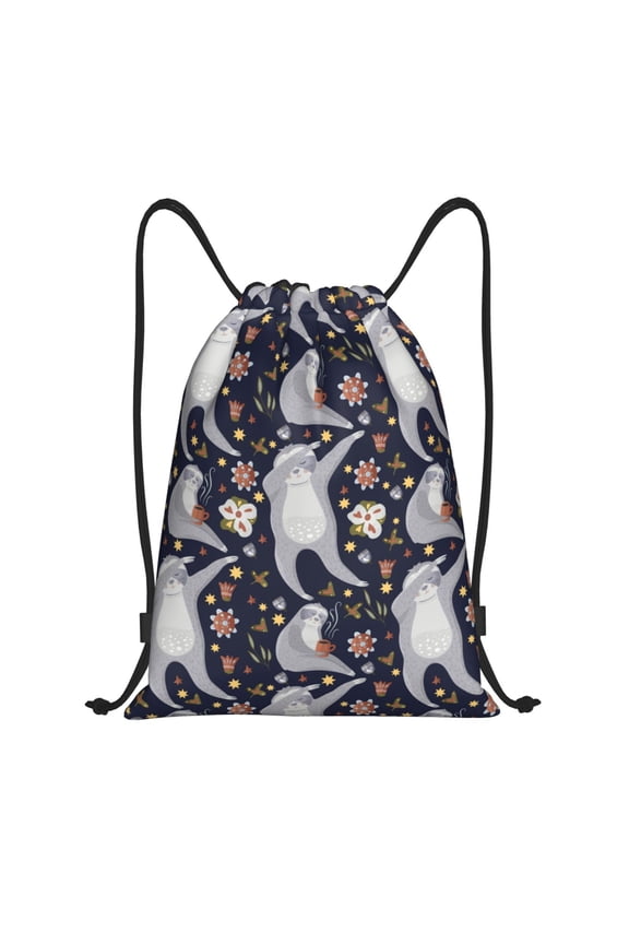Drawstring Backpack - Sloths Dancing Splash Proof Small Drawstring Gym Bag for Women Men, Cinch Sports String Bag Backpack for Travel Swimming Beach