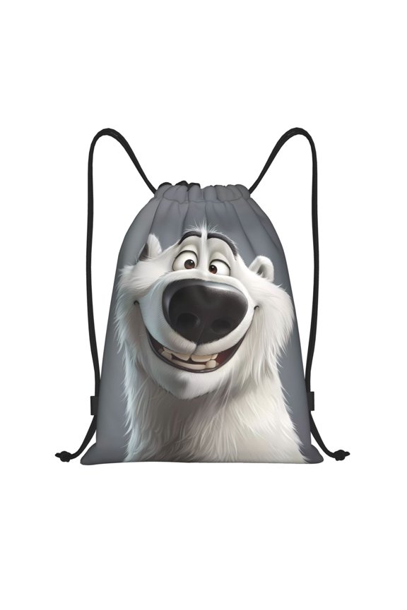 Drawstring Backpack - Smiling Polar Bear Splash Proof Small Drawstring Gym Bag for Women Men, Cinch Sports String Bag Backpack for Travel Swimming Beach