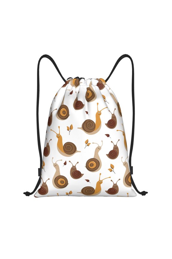 Drawstring Backpack - Snail Autumn Leaf Print Splash Proof Small Drawstring Gym Bag for Women Men, Cinch Sports String Bag Backpack for Travel Swimming Beach