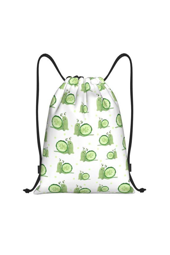 Drawstring Backpack - Snails cucumber slices Splash Proof Small Drawstring Gym Bag for Women Men, Cinch Sports String Bag Backpack for Travel Swimming Beach