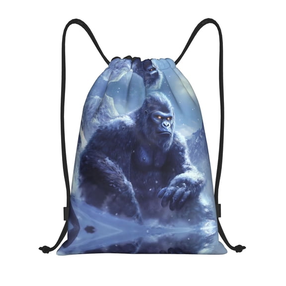 Drawstring Backpack - Snow Mountain Gorilla Splash Proof Small Drawstring Gym Bag for Women Men, Cinch Sports String Bag Backpack for Travel Swimming Beach