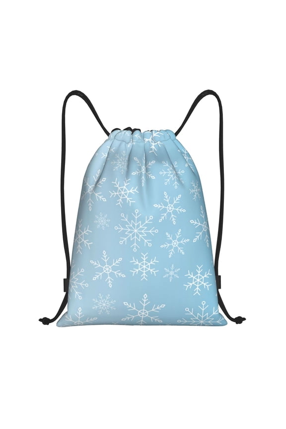 Drawstring Backpack - Snowflake Snowing Splash Proof Small Drawstring Gym Bag for Women Men, Cinch Sports String Bag Backpack for Travel Swimming Beach