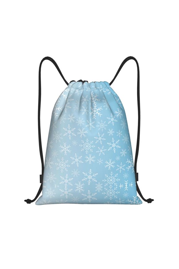 Drawstring Backpack - Snowflake Snowing Splash Proof Small Drawstring Gym Bag for Women Men, Cinch Sports String Bag Backpack for Travel Swimming Beach