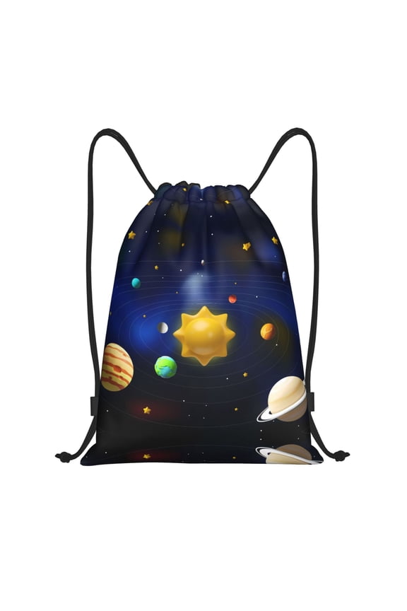 Drawstring Backpack - Solar System Splash Proof Small Drawstring Gym Bag for Women Men, Cinch Sports String Bag Backpack for Travel Swimming Beach
