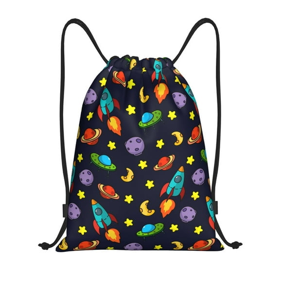 Drawstring Backpack Space D Sports Gym Bag for Men Women, Waterproof Drawstring Bags for Sports, Travel, Swimming, Beach