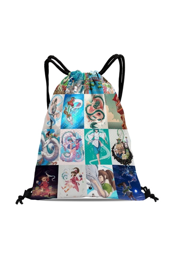 Drawstring Backpack for Spirited Away Party Favor Bags Sackpack Adults Women Men Sports for Gym Travel Swimming Hiking Camping Tote Bag 11.8 15.7 in