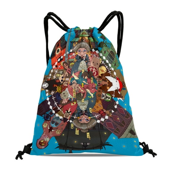 Drawstring Backpack for Spirited Away Sackpack Adults Women Men Party Favor Bags Sports for Gym Travel Swimming Hiking Camping Tote Bag 11.8 15.7 in