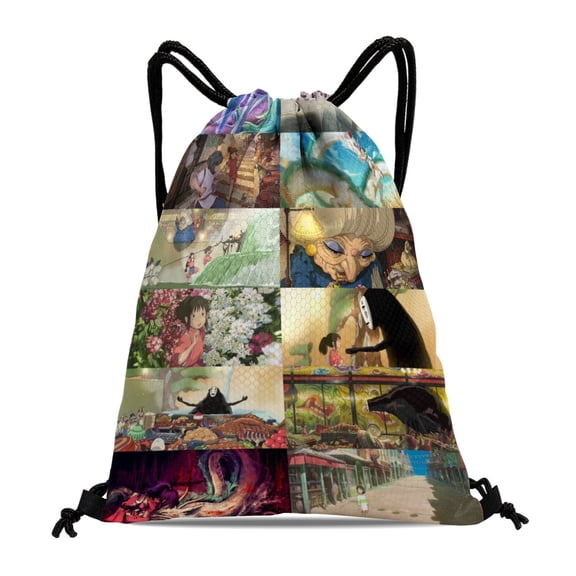 Drawstring Backpack for Spirited Away Sackpack Women Men Adults Party Favor Bags Sports for Gym Travel Swimming Hiking Camping Tote Bag 11.8 15.7 in