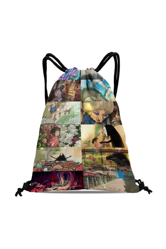 Drawstring Backpack for Spirited Away Sackpack Women Men Adults Party Favor Bags Sports for Gym Travel Swimming Hiking Camping Tote Bag 11.8 15.7 in