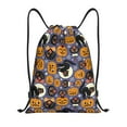 thumbnail image 1 of Drawstring Backpack - Spooky Cats Halloween Pumpkins Splash Proof Small Drawstring Gym Bag for Women Men, Cinch Sports String Bag Backpack for Travel Swimming Beach, 1 of 8