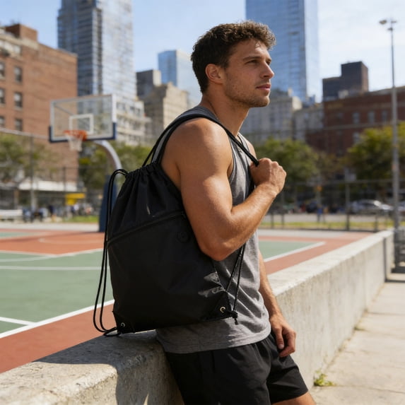 Drawstring Backpack Sports Bag Lightweight Gym Sack Packable Travel Bag Large Capacity Cinch Bag Portable Sports Backpack String Closure Bag For Fitness Swimming Hiking Travel Outdoor Training Use