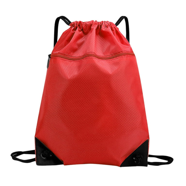 Drawstring Backpack Sports Bag with Front Zipper Pocket and Inner Pocket Sack