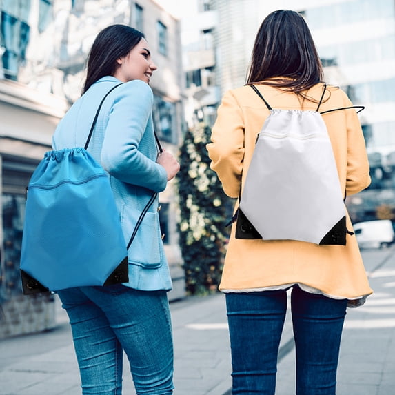 Drawstring Backpack - Sports Gym Bag with Front Zipper Pocket - Lightweight Waterproof Sackpack for Men & Women - Durable Swim Bag with Inner Pocket & Draw String Closure