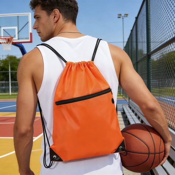 Drawstring Backpack Sports Gym Bag Large Capacity Lightweight Foldable Travel Swimming Beach Tote Nylon Pouch Customizable Design Versatile Use