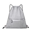 thumbnail image 1 of Drawstring Backpack Sports Gym Bag Large Capacity Polyester Lightweight for Basketball Football Beach Hiking Outdoor Activities Gray Color, 1 of 7
