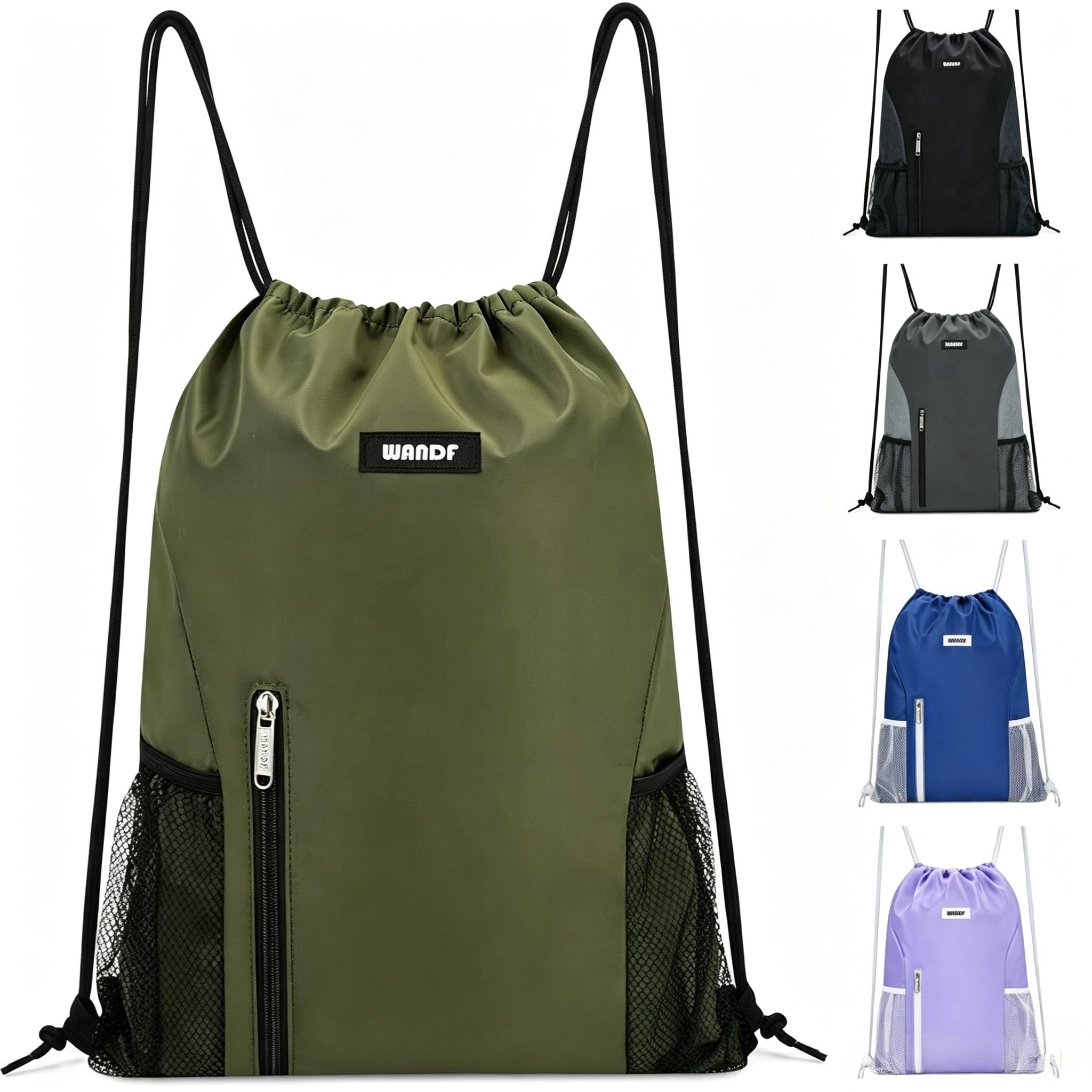 Drawstring Backpack Sports Gym Bag with Mesh Pockets, Water-Resistant ...