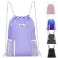 thumbnail image 1 of Sports Drawstring Backpack with Mesh Pockets, Waterproof Gym Bag String Backpack for Men Women, Large Capacity Athletic Sackpack for Travel, Swimming, Cycling(Purple), 1 of 8