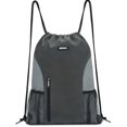 thumbnail image 1 of Drawstring Backpack Sports Gym Bag with Mesh Pockets, Water-Resistant String Backpack Cinch Sack for Men Women, Large Capacity Athletic Sackpack for Travel, Swimming, Cycling(Gray), 1 of 8
