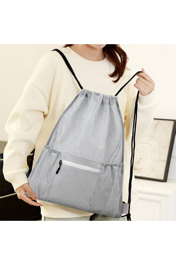 Drawstring Backpack Sports Gym Bag | Polyester Mesh Breathable Large Capacity | Fits Size 7 Basketball | Drawstring Closure | Double Shoulder Straps | 19.3 x 16.1 in | Lightweight Durable