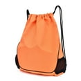 Drawstring Backpack Sports Gym Bag and Two Water Bottle Holder，Orange