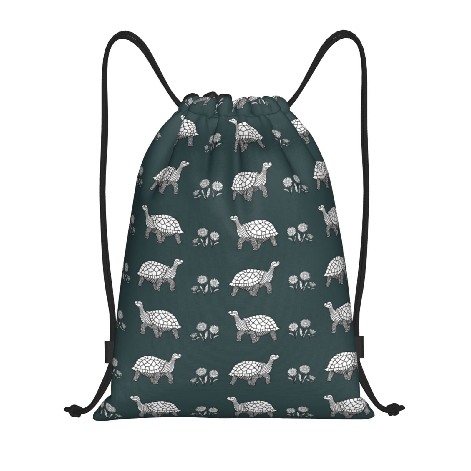 Drawstring Backpack Sports Gym Bag for Women Men, turtle chrysanthemum