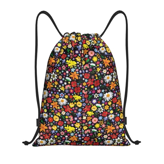 Drawstring Backpack - Spring And Summer Flowers Splash Proof Small Drawstring Gym Bag for Women Men, Cinch Sports String Bag Backpack for Travel Swimming Beach