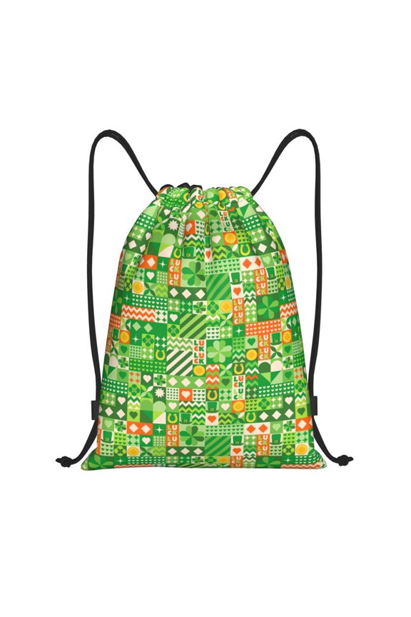 Drawstring Backpack - St Patrick's Day6 Splash Proof Small Drawstring Gym Bag for Women Men, Cinch Sports String Bag Backpack for Travel Swimming Beach