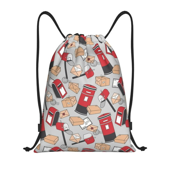 Drawstring Backpack - Stamp mailbox Pattern Splash Proof Small Drawstring Gym Bag for Women Men, Cinch Sports String Bag Backpack for Travel Swimming Beach