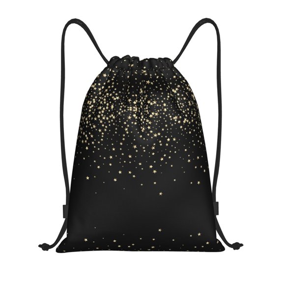 Drawstring Backpack - Star Silver Glitter Splash Proof Small Drawstring Gym Bag for Women Men, Cinch Sports String Bag Backpack for Travel Swimming Beach