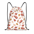 thumbnail image 1 of Drawstring Backpack - Steak Hot Dog Chicken Leg Print Splash Proof Small Drawstring Gym Bag for Women Men, Cinch Sports String Bag Backpack for Travel Swimming Beach, 1 of 8