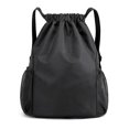 thumbnail image 1 of Drawstring Backpack Strings Bags with Pockets Backpack Sports Bag Waterproof Large Capacity Bag-Black-L, 1 of 7